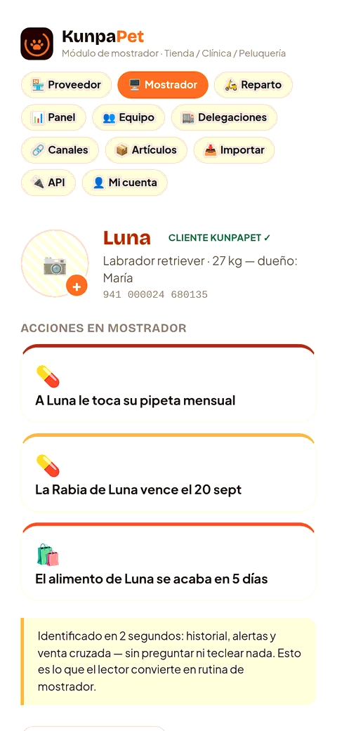 La ficha en dos segundos
